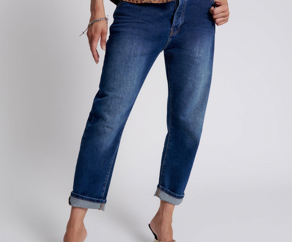 Bandits Low Waist Boyfriend Denim Jeans - Power Blue
