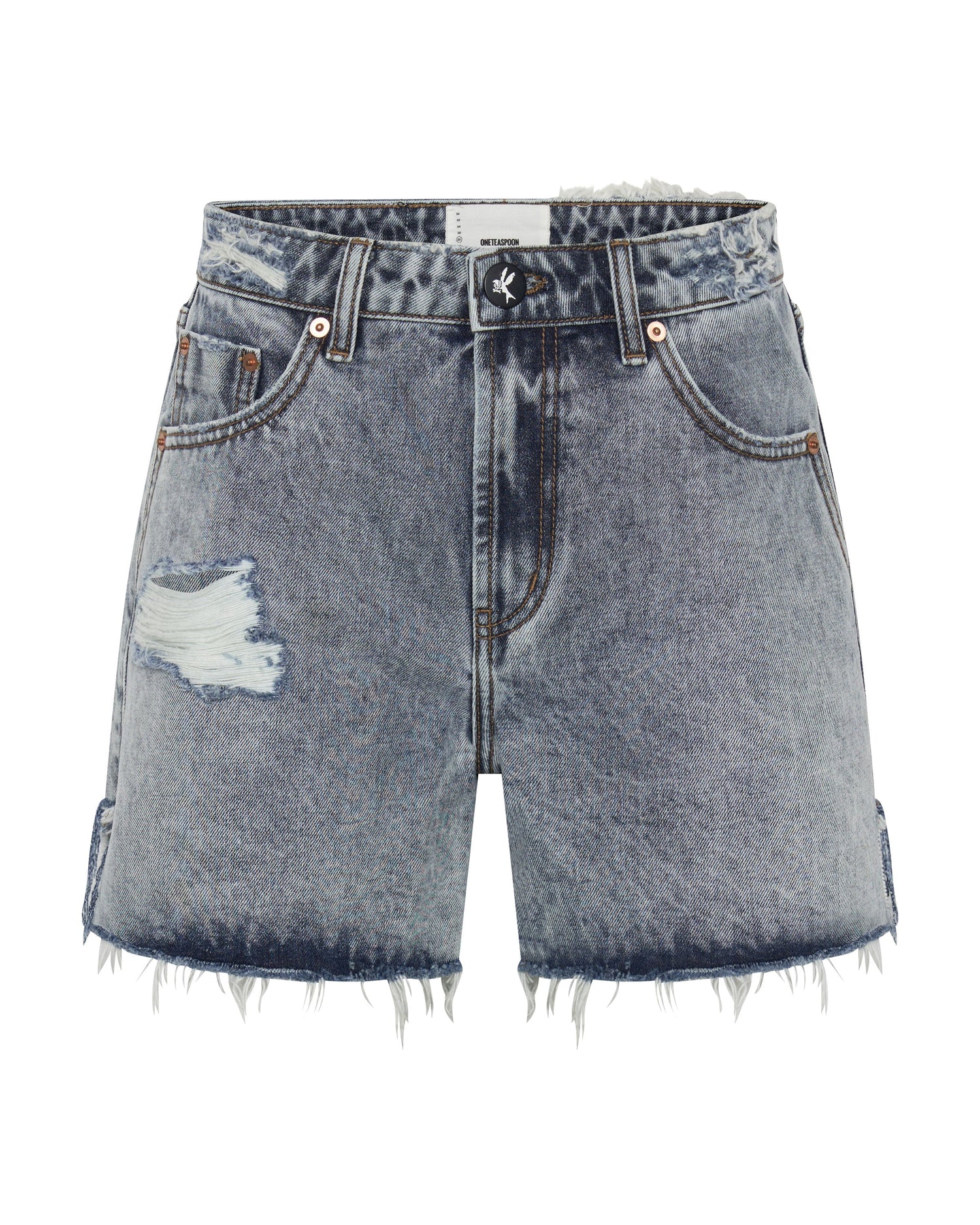 Products Legends High Waist Mom Fit Denim Shorts - Blue Blossom