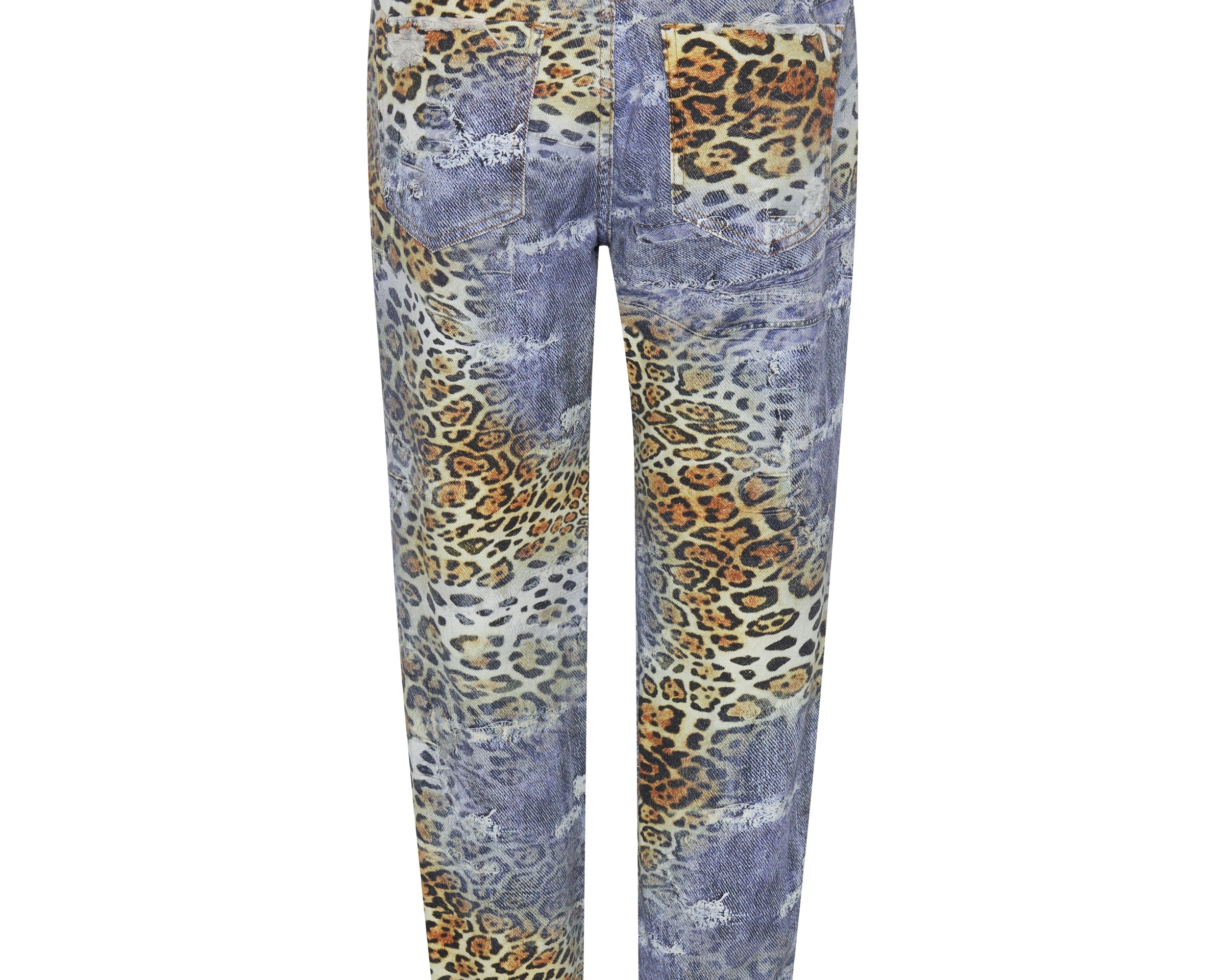 LEOPARTY TRUCKERS MID RISE STRAIGHT LEG JEANS