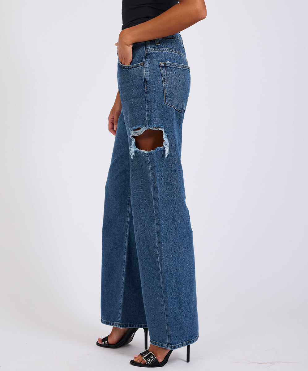 Jackson Mid Waist Wide Leg Denim Jeans - Rosewood | One Teaspoon USA