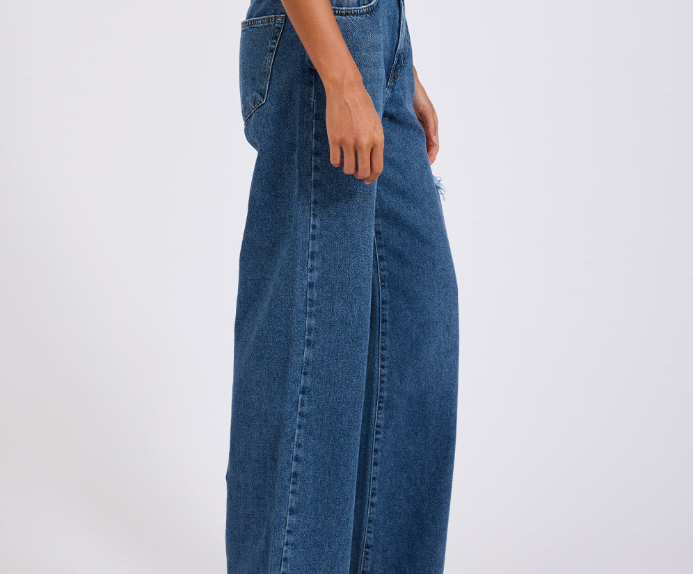 Jackson Mid Waist Wide Leg Denim Jeans - Rosewood