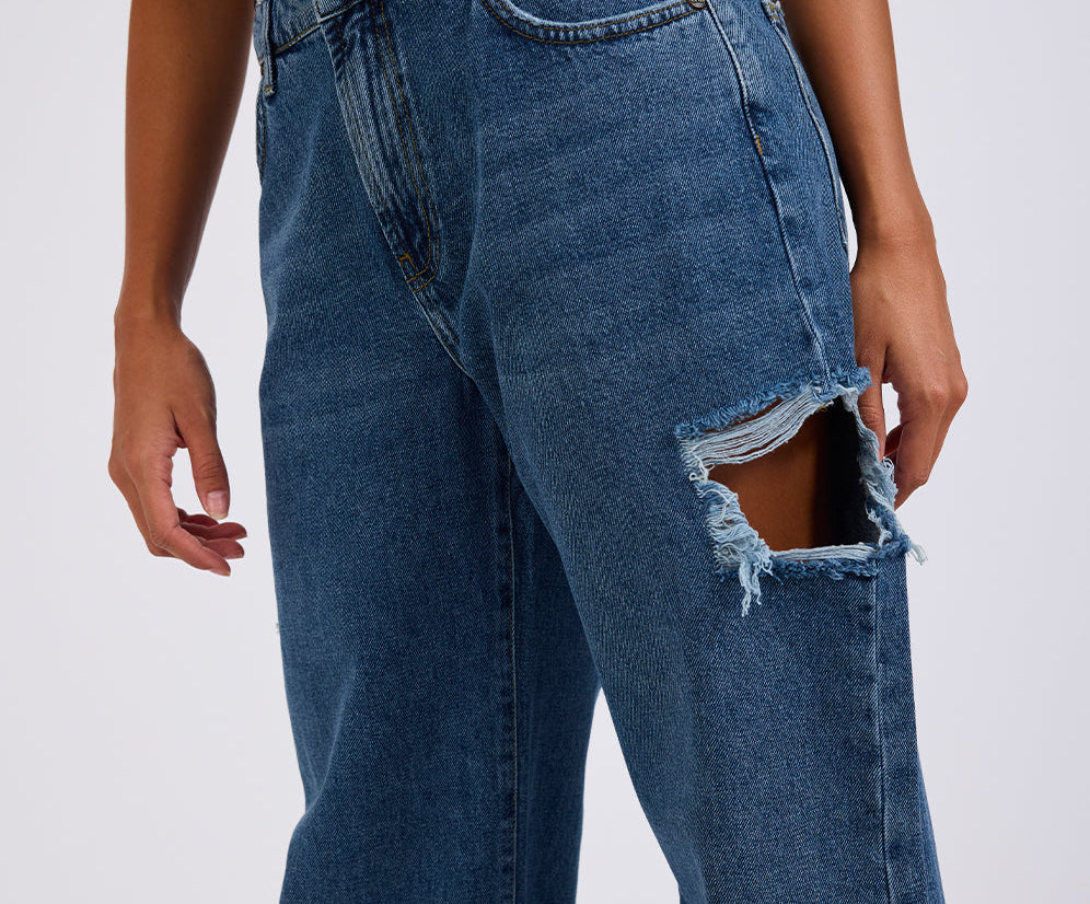 Jackson Mid Waist Wide Leg Denim Jeans - Rosewood