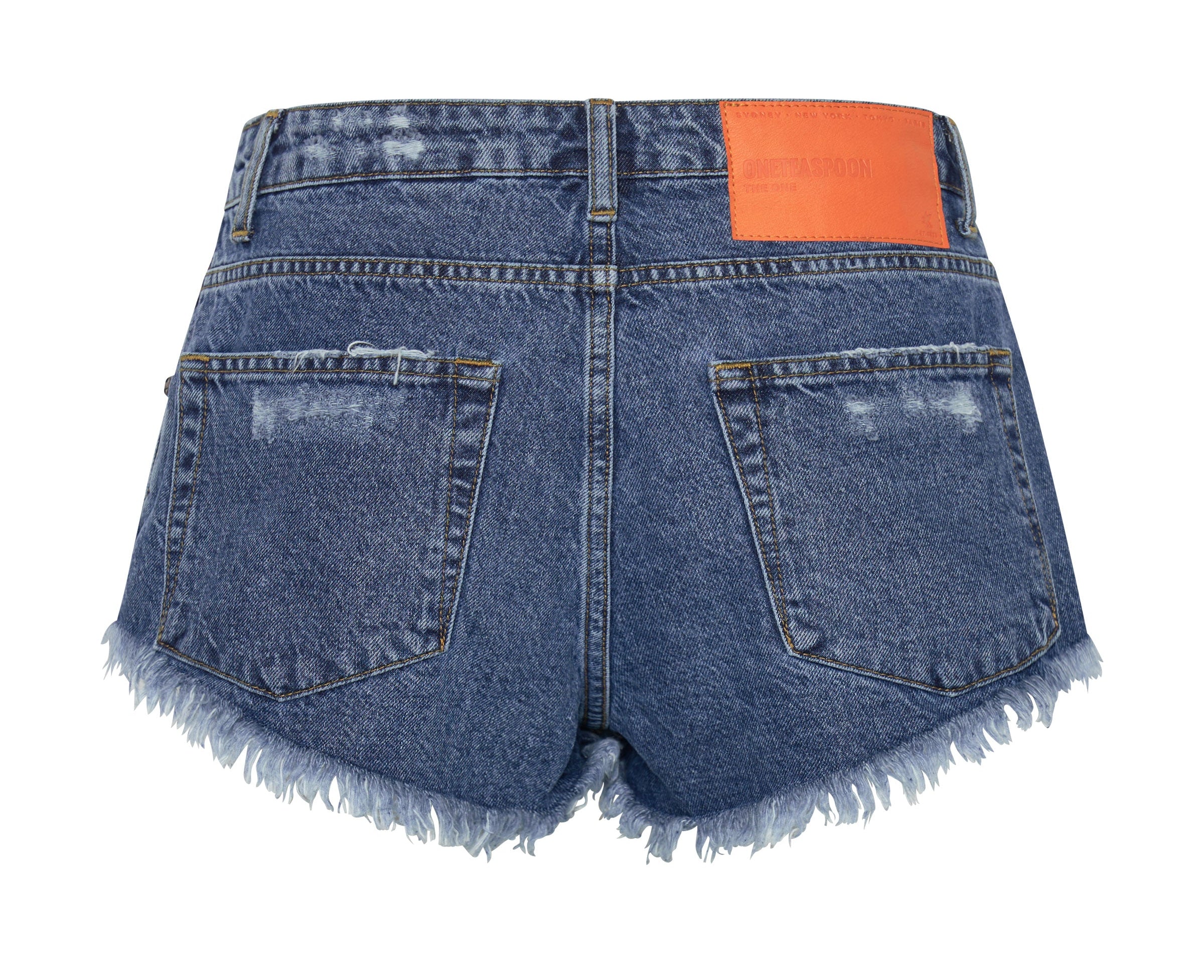 ROSEWOOD THE ONE FITTED CHEEKY DENIM SHORTS