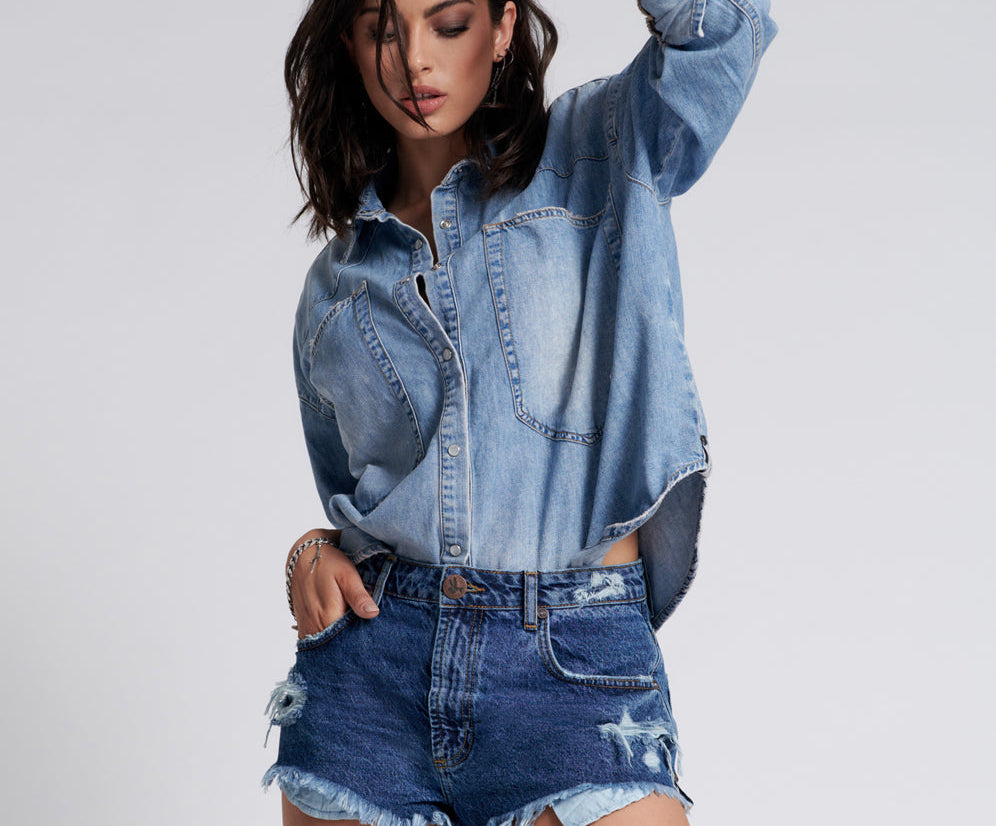 ROSEWOOD THE ONE FITTED CHEEKY DENIM SHORT