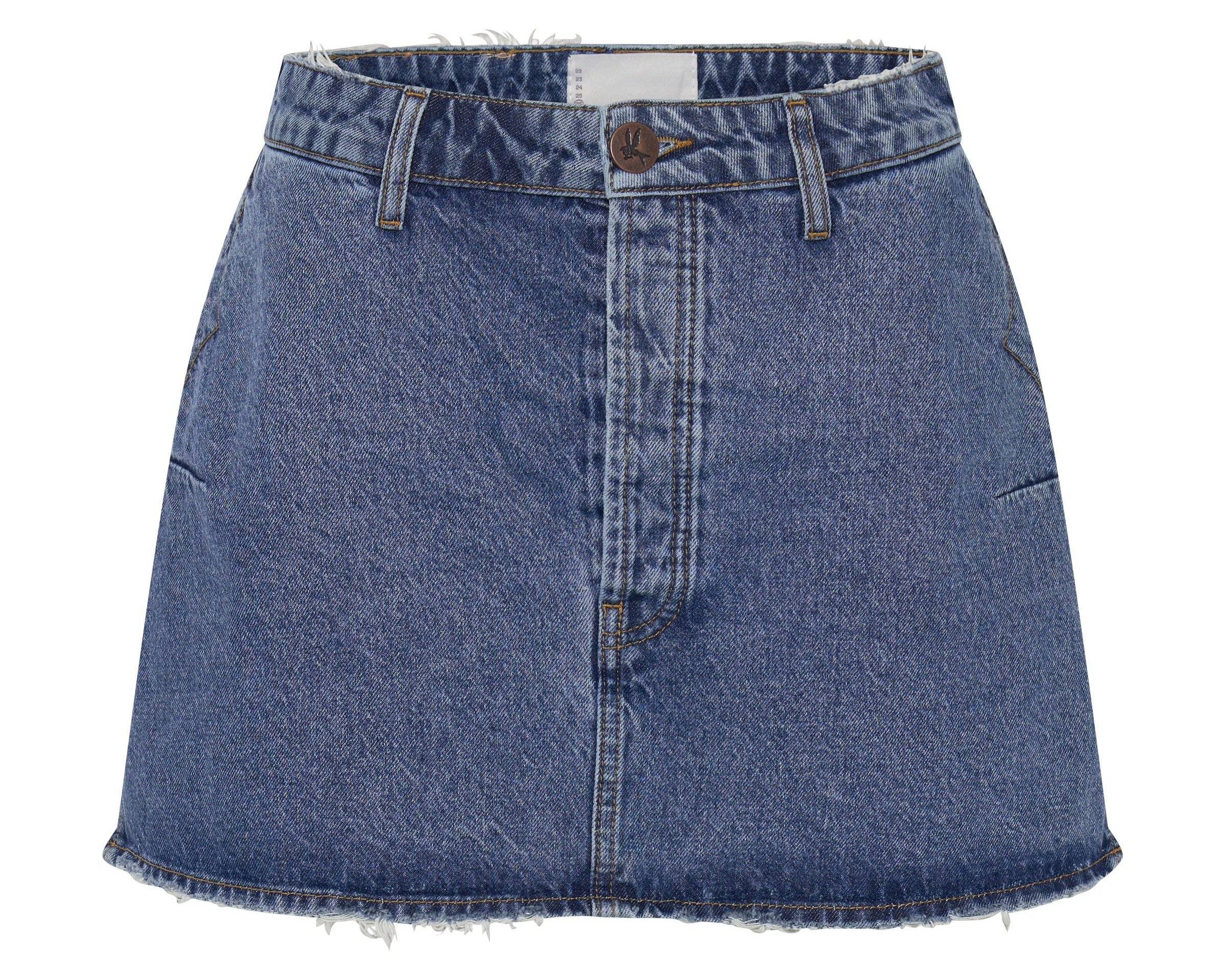 ROSEWOOD VANGUARD MID RISE RELAXED DENIM MINI SKIRT