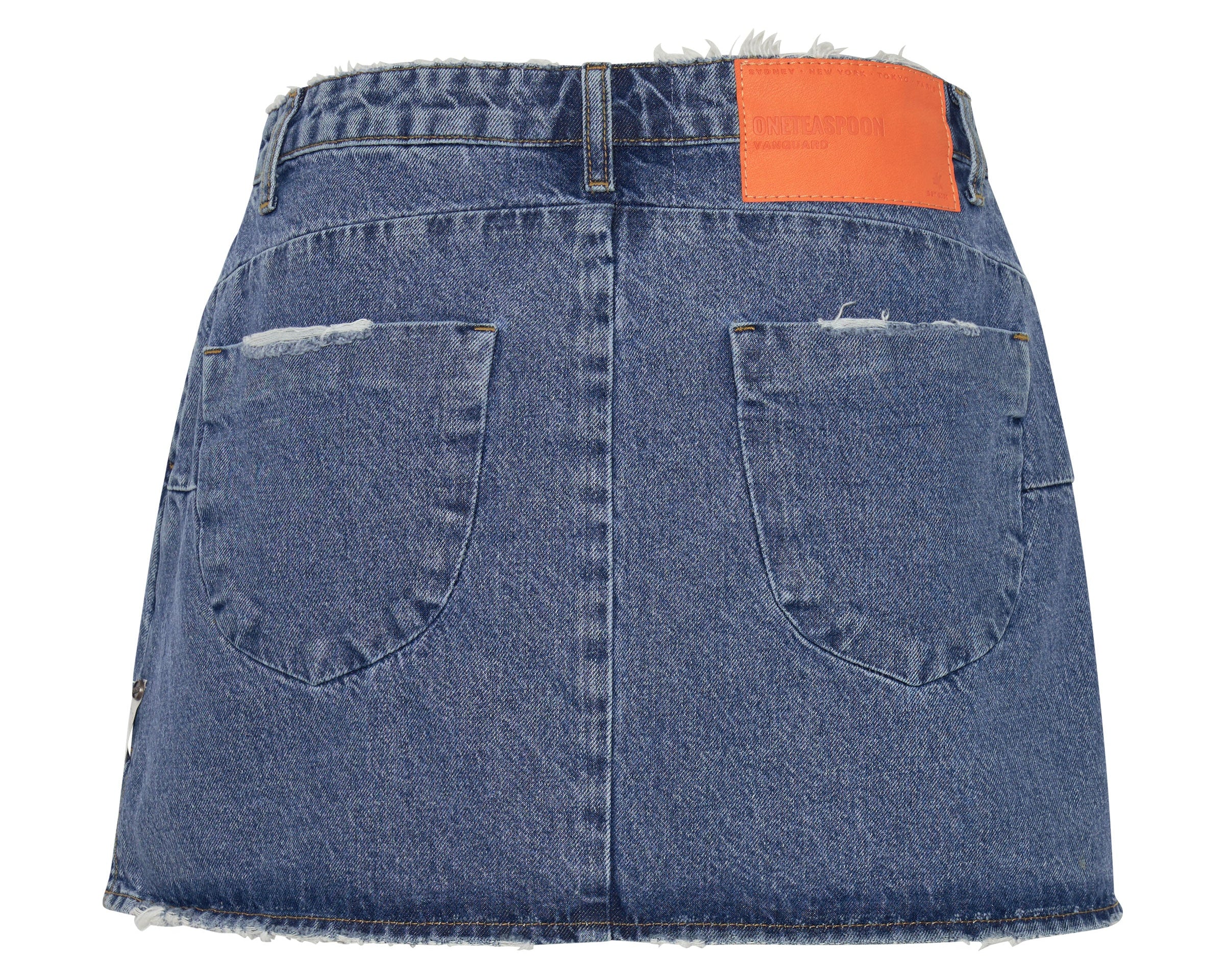 ROSEWOOD VANGUARD MID RISE RELAXED DENIM MINI SKIRT