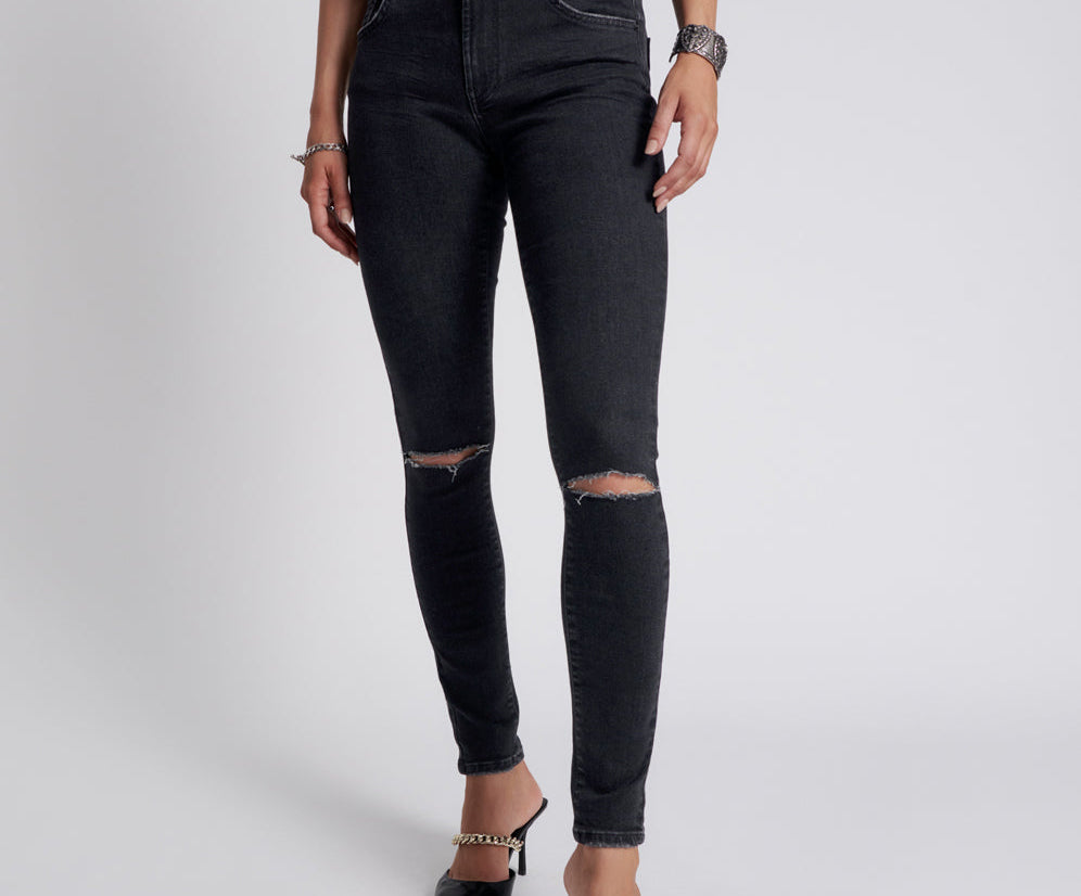 BLACK STRETCH FREEBIRDS II HIGH WAIST SKINNY JEANS