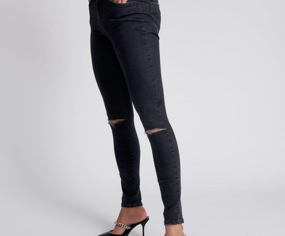 BLACK STRETCH FREEBIRDS II HIGH WAIST SKINNY JEANS