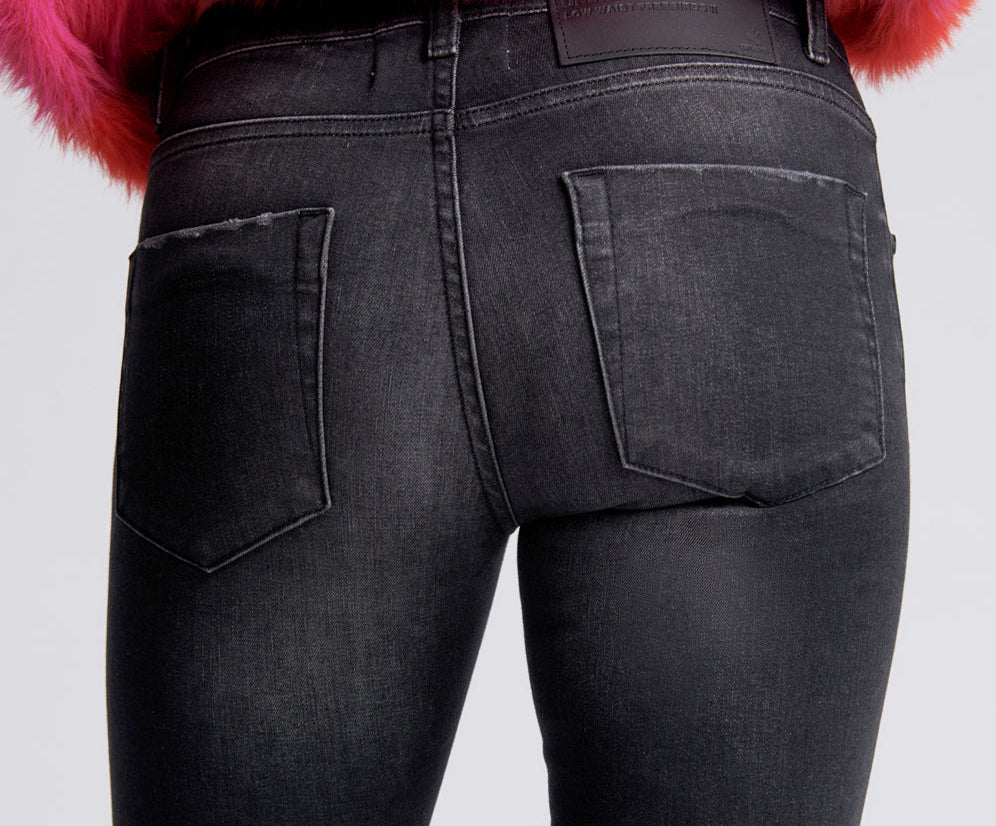 Freebirds Ii Low Waist Stretch Skinny Denim Jeans - Black