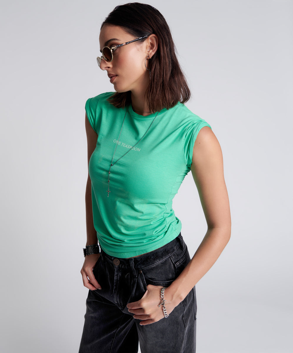 Products ONE TEASPOON FITTED LOGO TEE GREEN