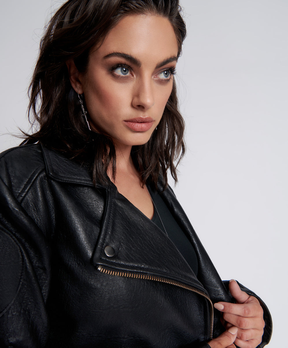 ジャケット LENINA ABIGAIL eco leather classic jacket_BLACK FL24_Abigail_8124560_Black_Wom