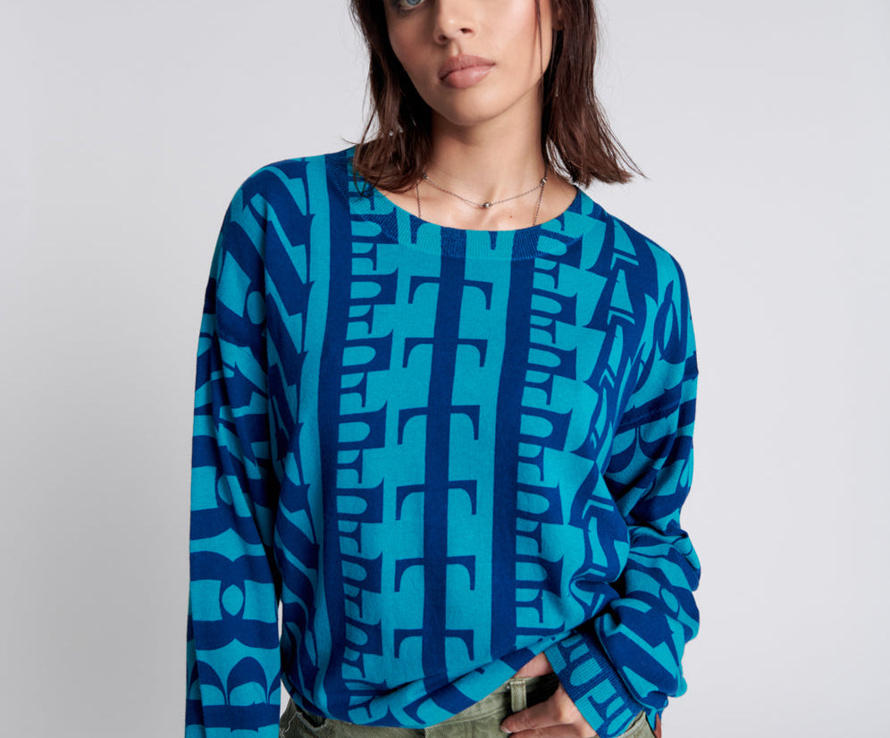 On Repeat Oversized Sweater - Blue Teal