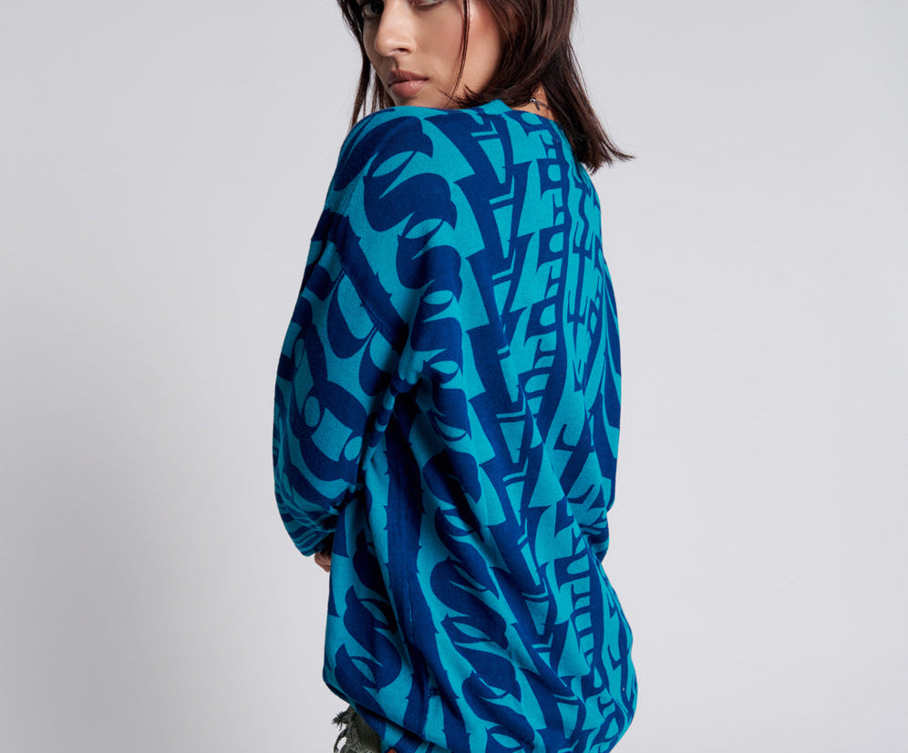 On Repeat Oversized Sweater - Blue Teal