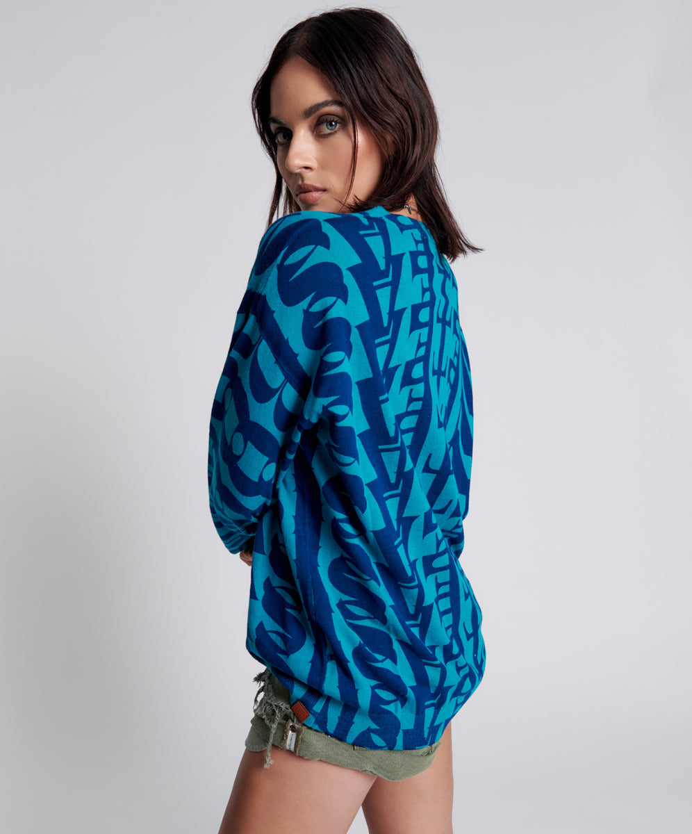 Black Friday Women's Hoodies Sale - Up to 70% off On Repeat Oversized Sweater - Blue Teal