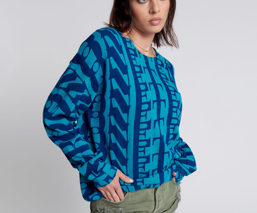 On Repeat Oversized Sweater - Blue Teal