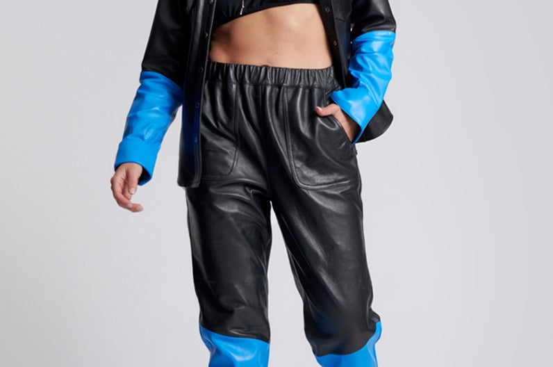 STAND BY LEATHER TRACK PANTS