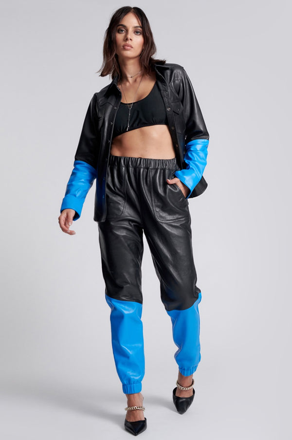 STAND BY LEATHER TRACK PANTS