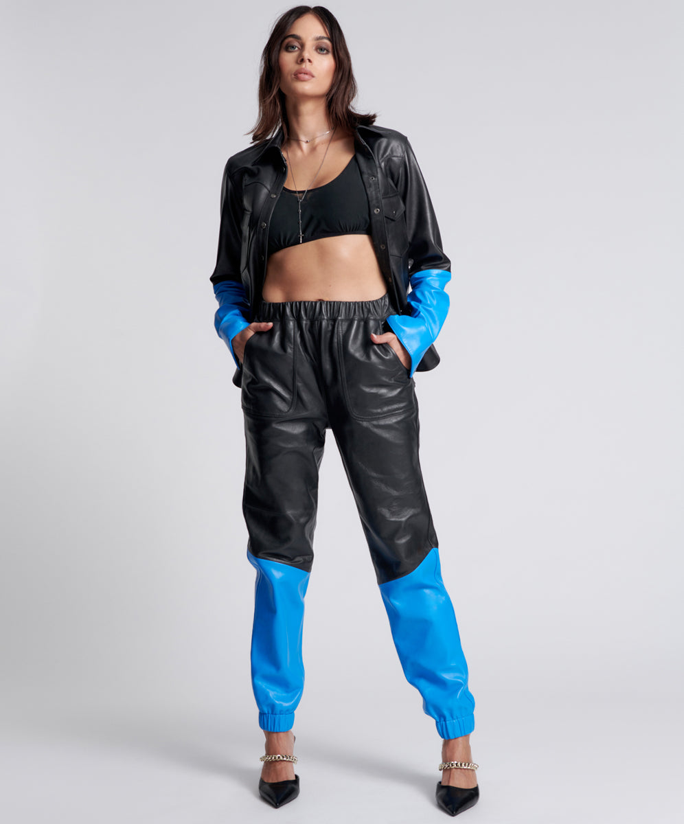 Products STAND BY LEATHER TRACK PANTS