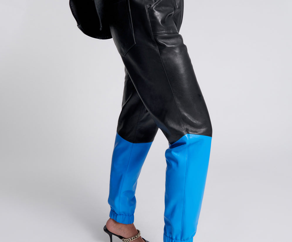 STAND BY LEATHER TRACK PANTS