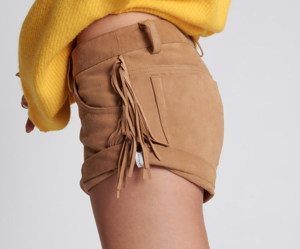 FRINGED BANDITS LOW WAIST SUEDE SHORT