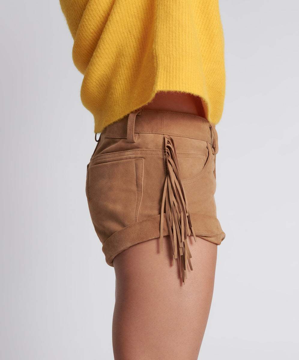 Fringed Bandits Low Waist Suede Short | One Teaspoon USA