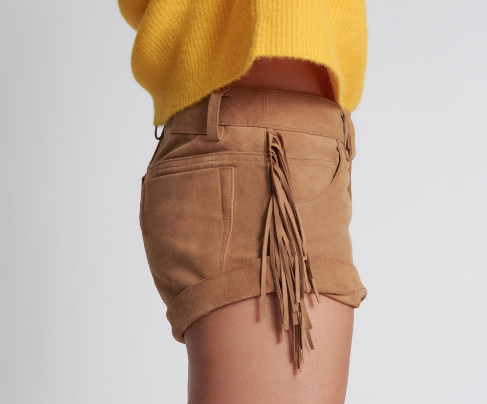 FRINGED BANDITS LOW WAIST SUEDE SHORT