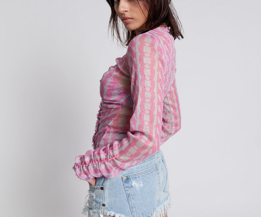 ON REPEAT LUREX PARTY LONGSLEEVE TOP