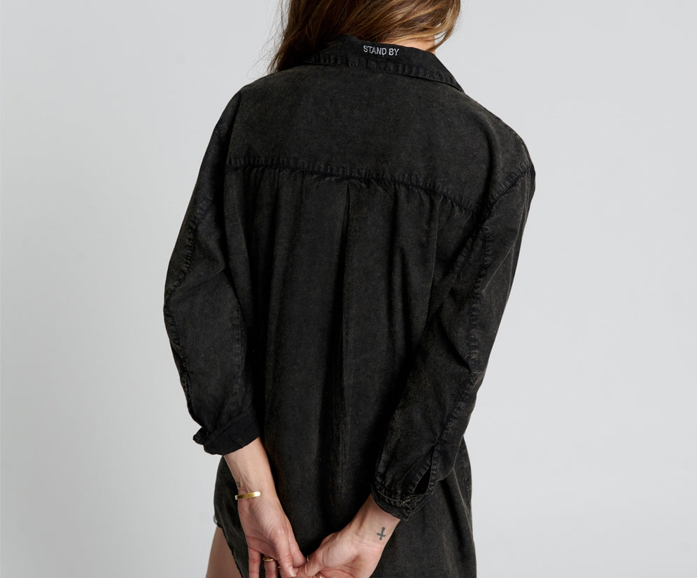 BLACKOUT TUXEDO SHIRT DRESS - Black Acid BLACKOUT TUXEDO SHIRT DRESS - Black Acid