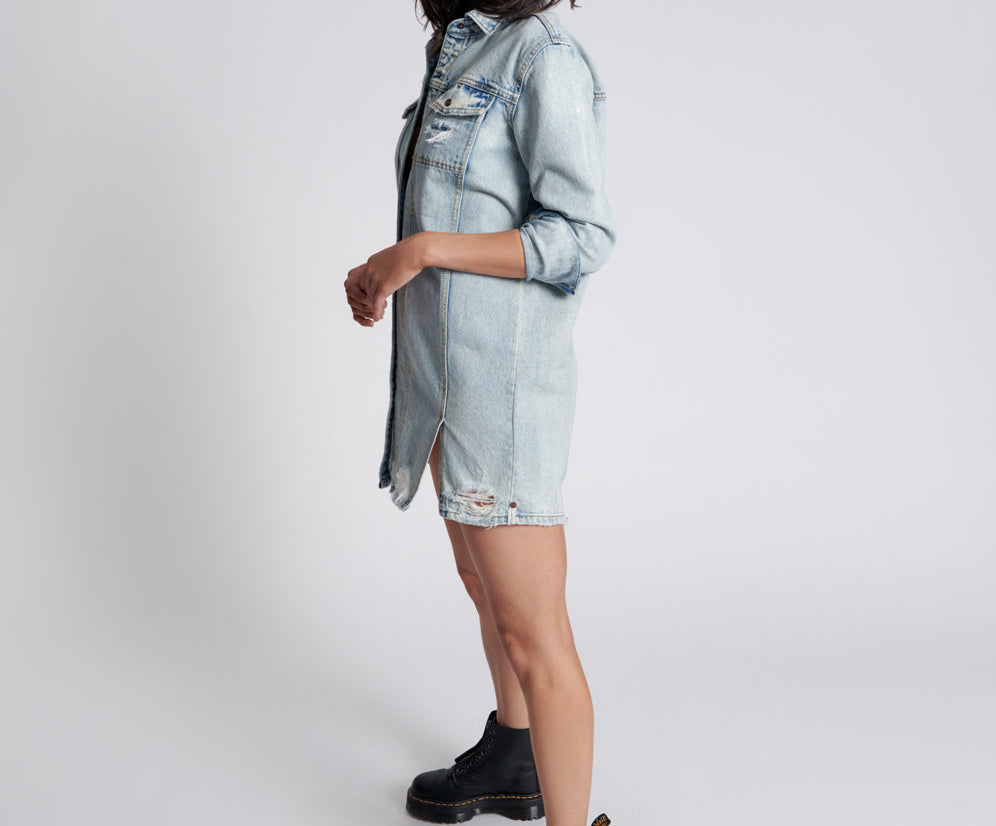 KANSAS BLUE TRUCKER SHIRT DRESS