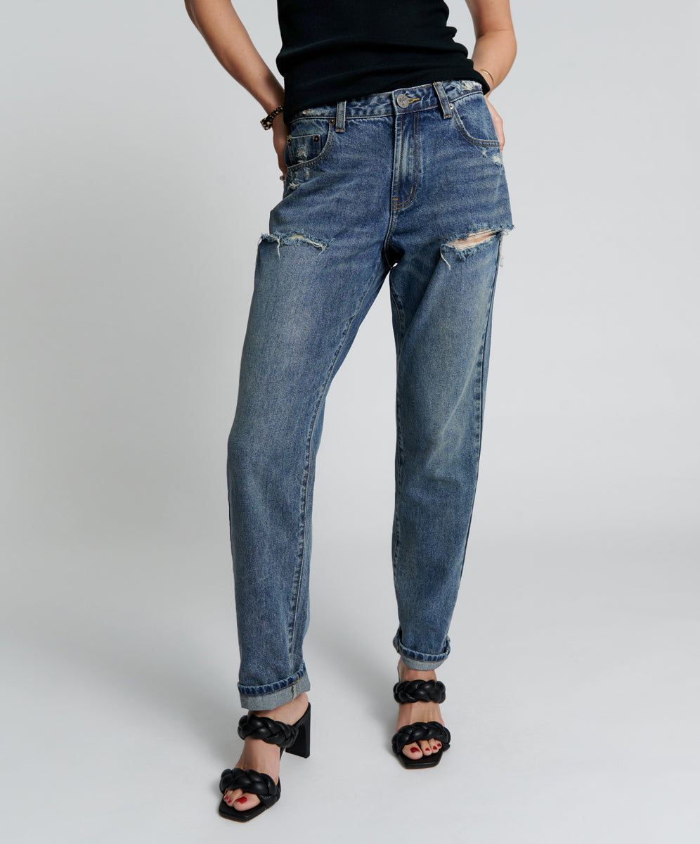 Illusions 1982S High Waist Balloon Denim Jeans - Used Blue