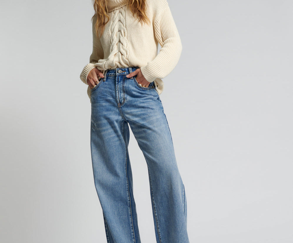 BERLIN BLUE JACKSON MID WAIST WIDE LEG JEANS