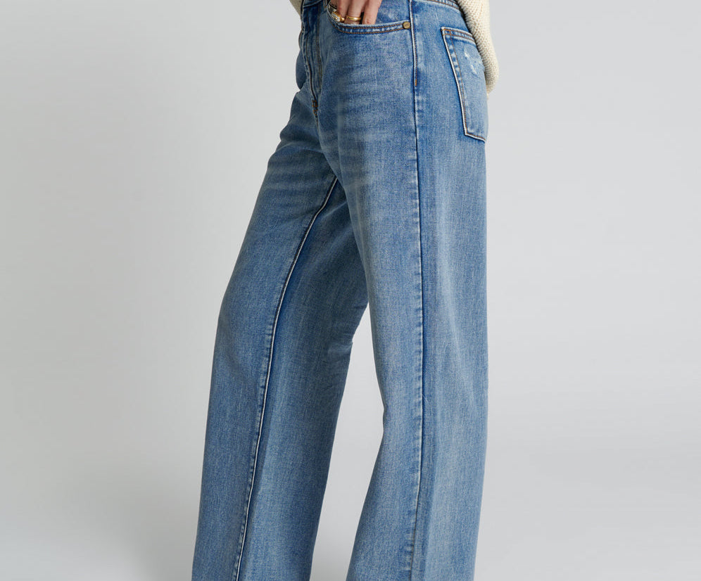 BERLIN BLUE JACKSON MID WAIST WIDE LEG JEANS