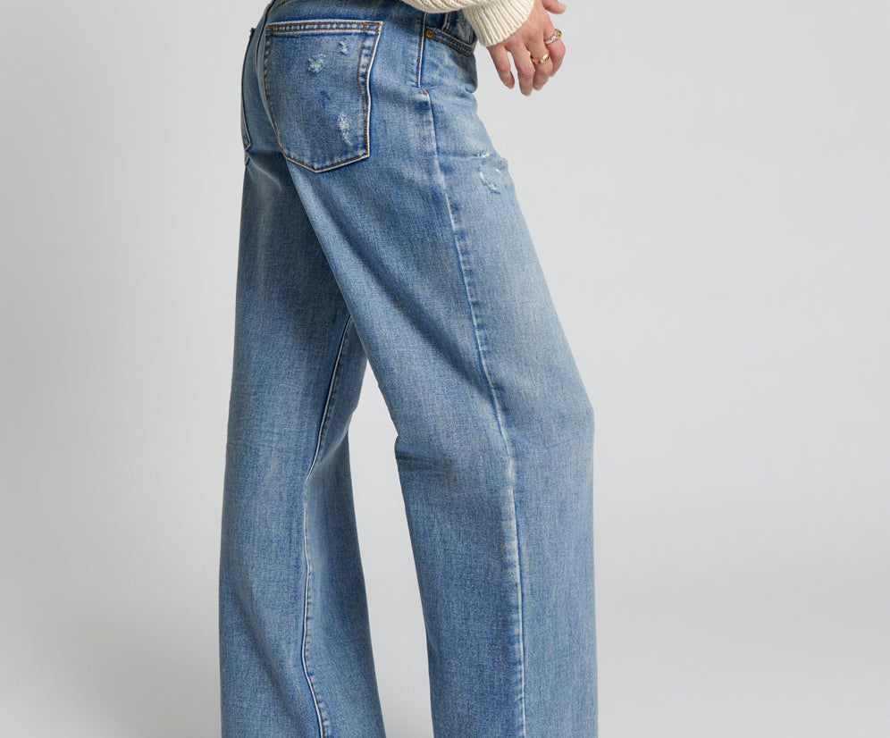 BERLIN BLUE JACKSON MID WAIST WIDE LEG JEANS