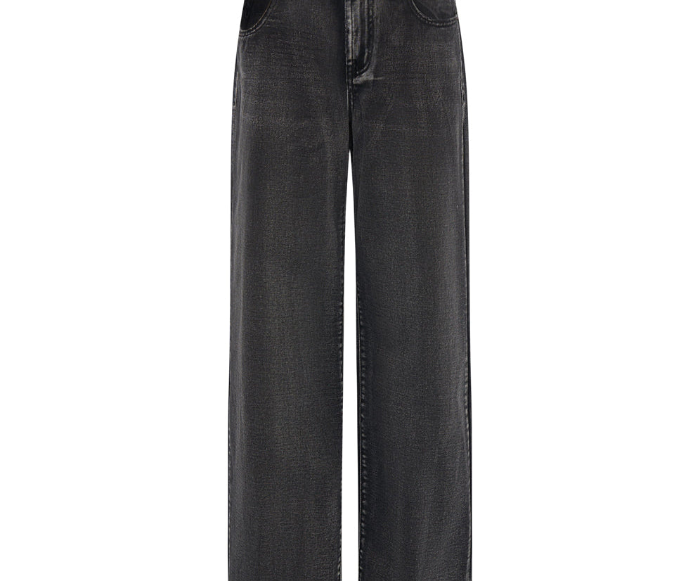 Jackson Mid Waist Wide Leg Denim Jeans - Faded Black