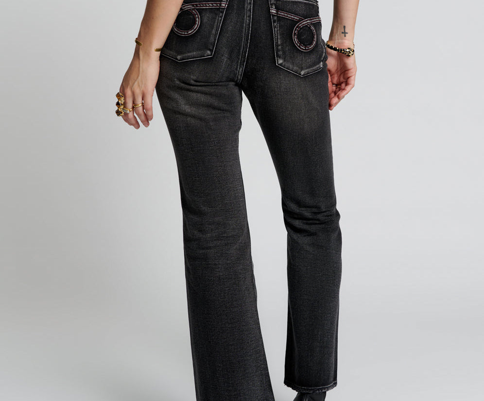 Faded Black Charlie Slim High Waist Bootcut Jeans