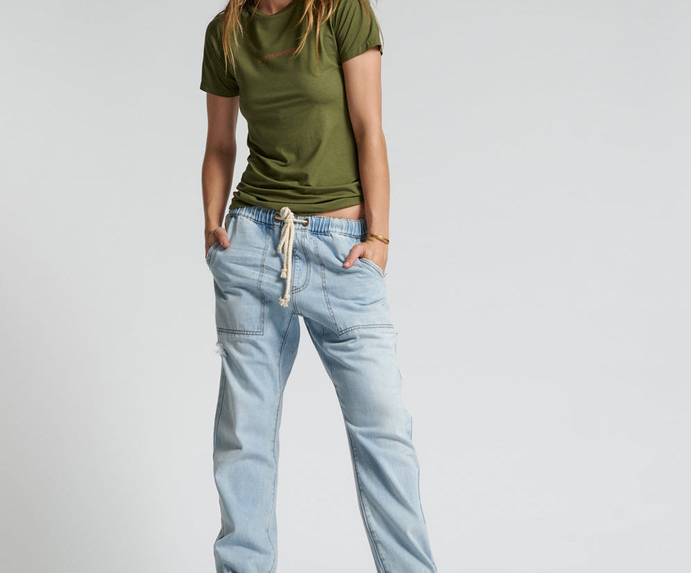 CASANOVA SHABBIES DRAWSTRING BOYFRIEND JEANS