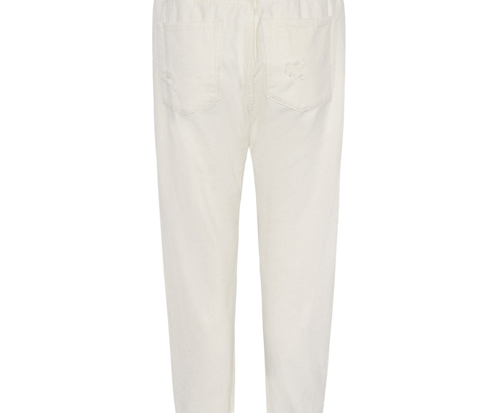 Shabbies Low Waist Drawstring Boyfriend Denim Jeans - Soft White