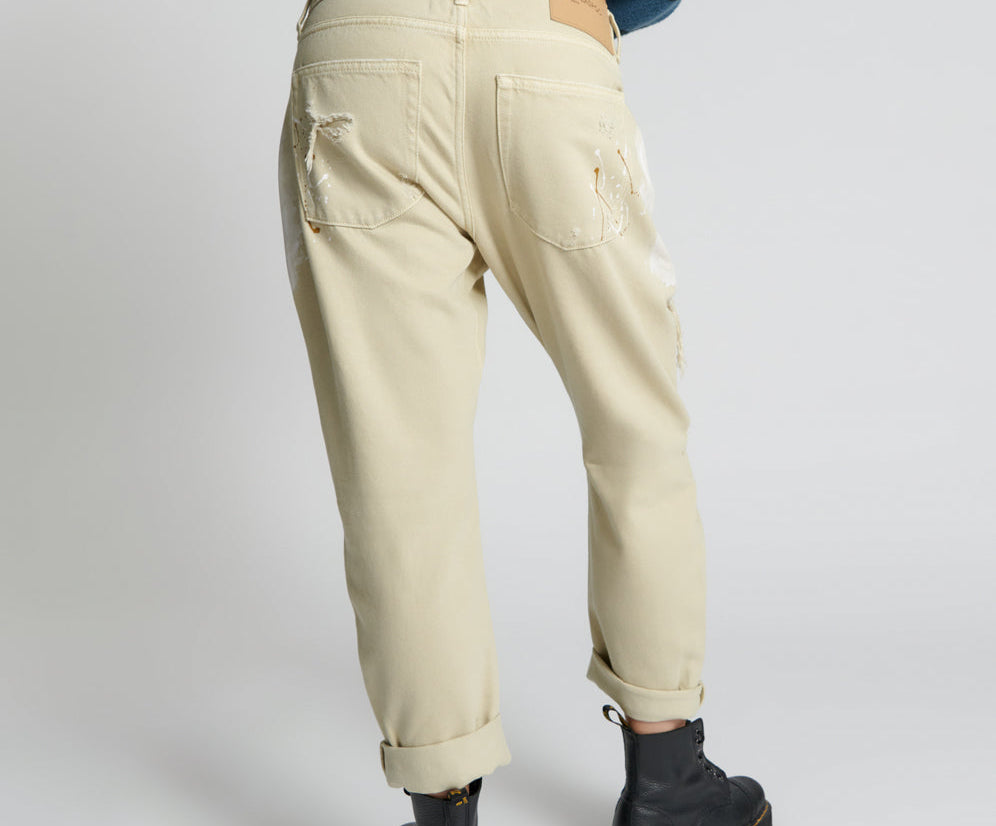 Saints Low Waist Boyfriend Denim Jeans - Vegas Gold