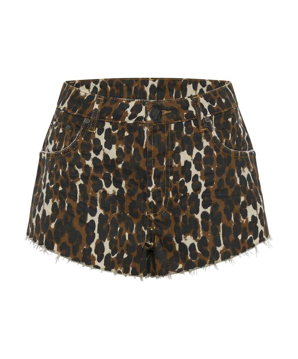 Products The One High Waist Cheeky Denim Shorts - Cheetah