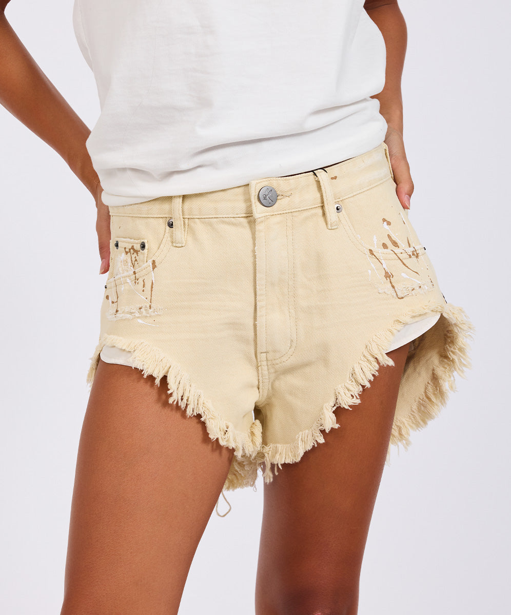 Rollers Low Waist Denim Shorts - Vegas Gold Cream | One