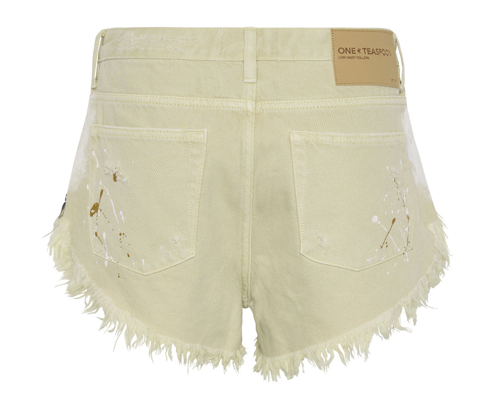 VEGAS GOLD PAINTED ROLLERS DENIM SHORTS