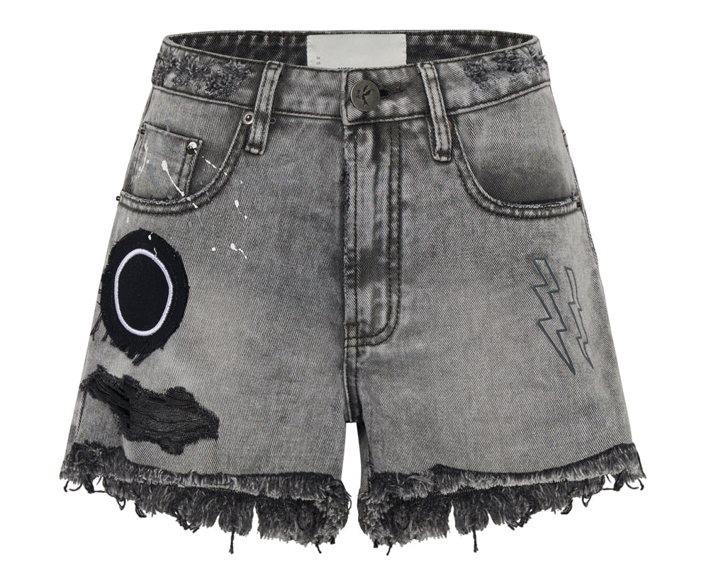 Bonitas High Waist Denim Shorts - Soft Grey