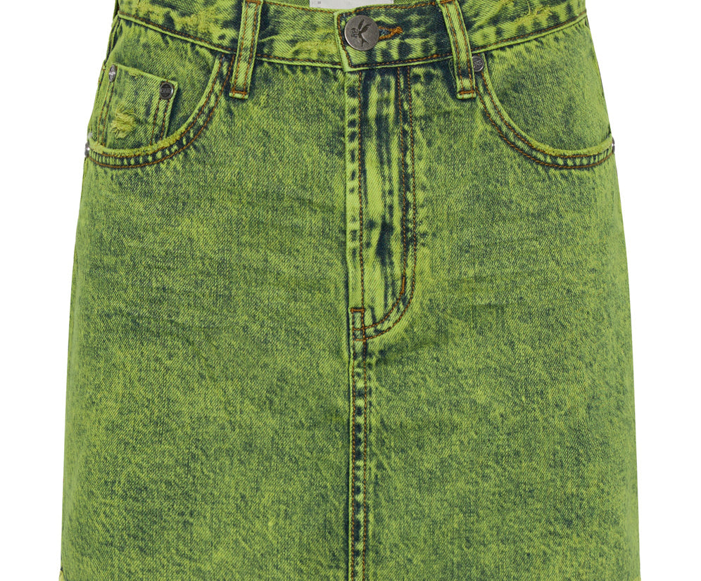 Green Denim Skirt Styling