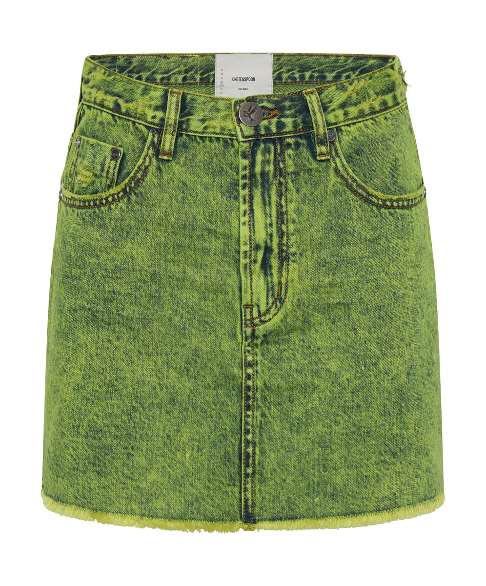 Outlet Sale Women's Denim Skirts 2020 High Waist Mini Denim Skirt - Cyber Lime