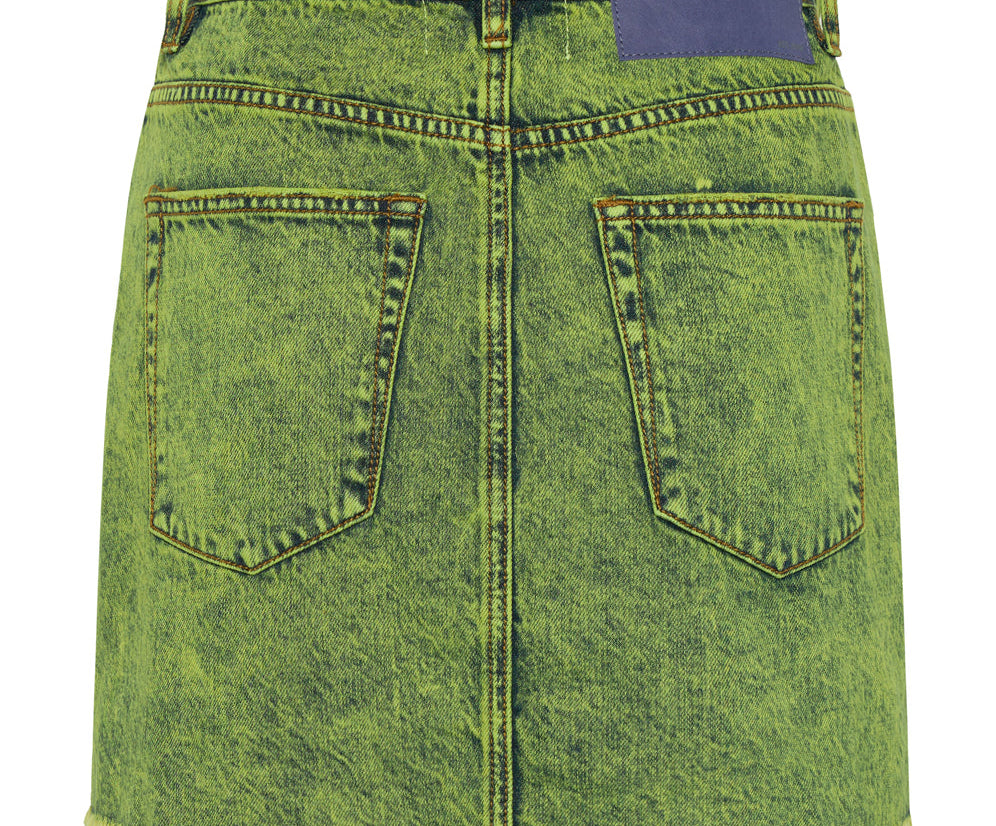 CYBER LIME 2020 MINI HIGH WAIST DENIM SKIRT