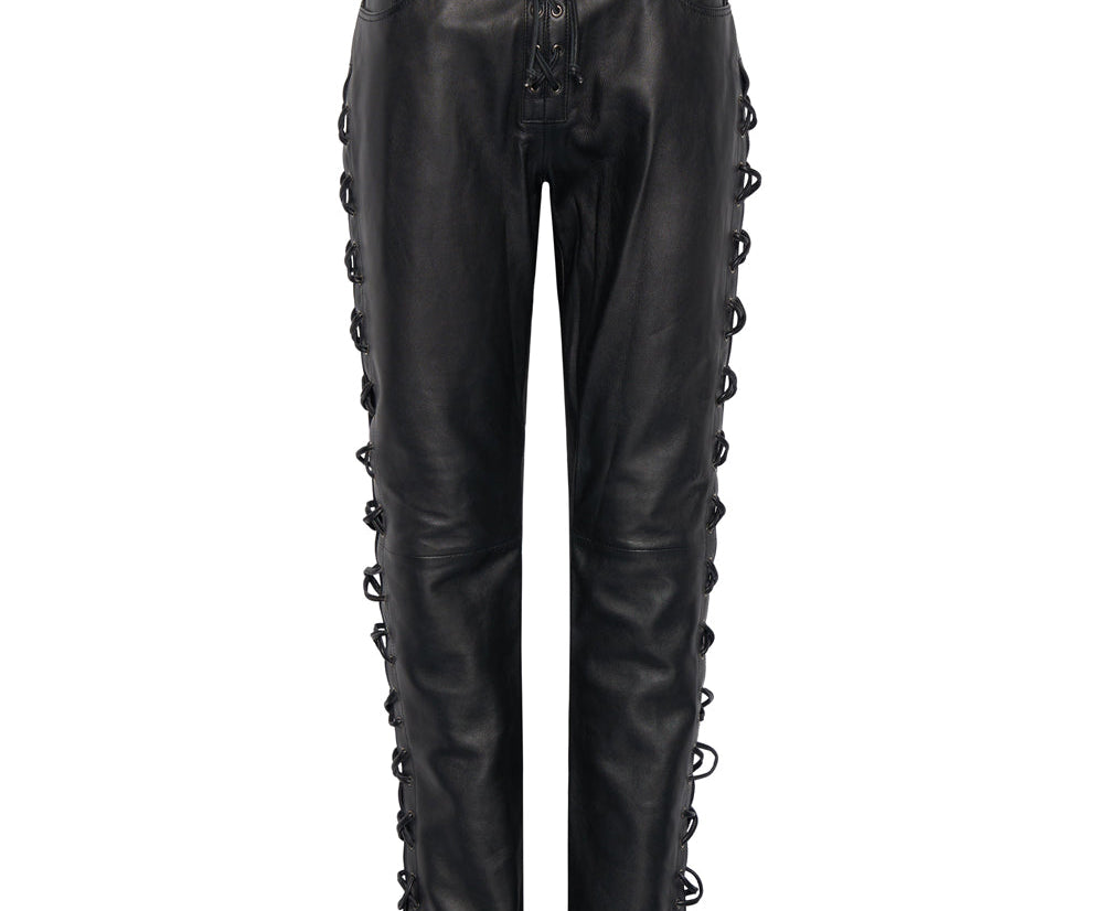 BLACKLIGHT LEATHER LACE UP PANTS