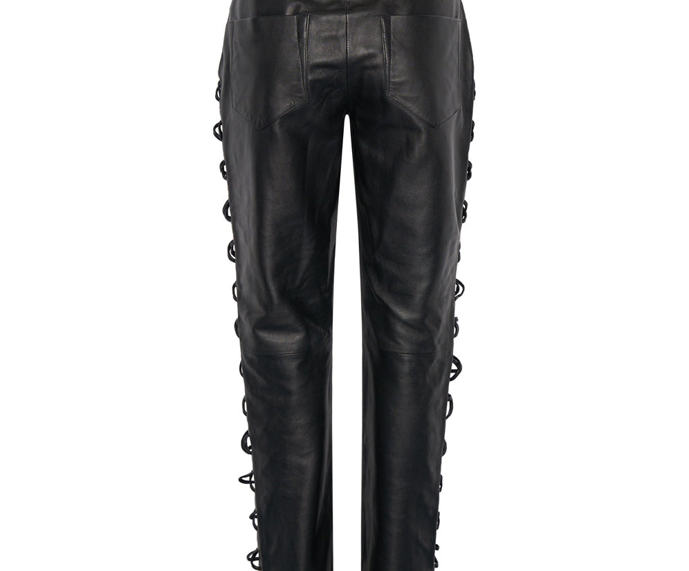 BLACKLIGHT LEATHER LACE UP PANTS