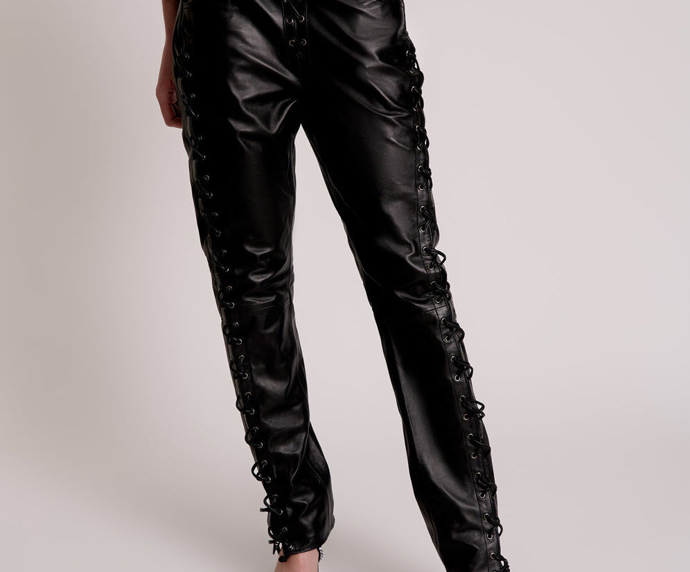 BLACKLIGHT LEATHER LACE UP PANTS