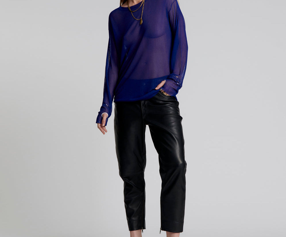 BROOKLYN CROPPED LEATHER BOYFRIEND PANT