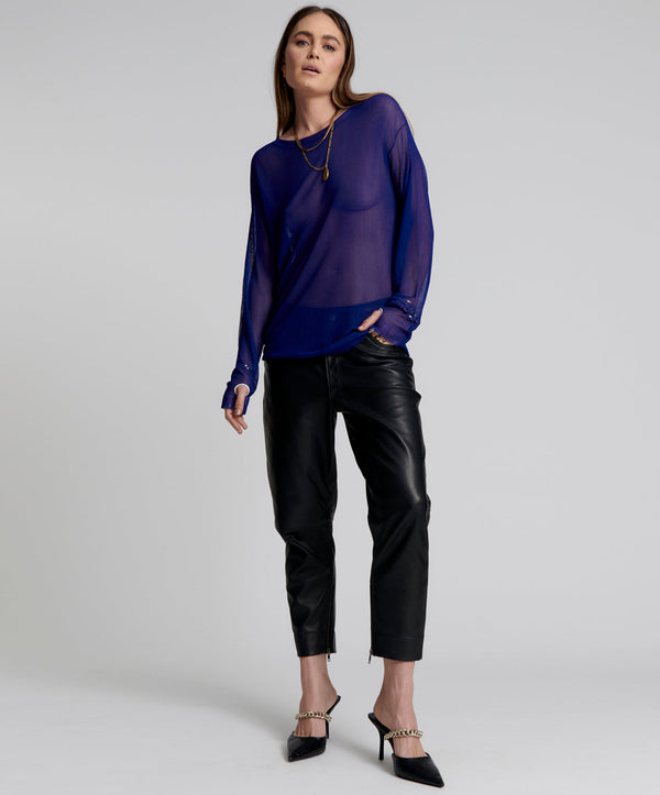 BROOKLYN CROPPED LEATHER BOYFRIEND PANT